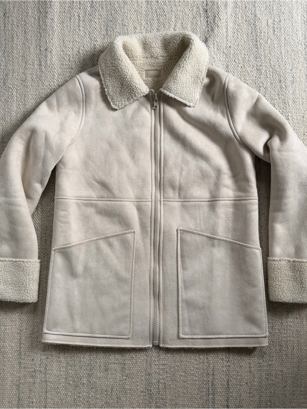 MOTHER Cream Sherpa-Trim Zip Jacket
